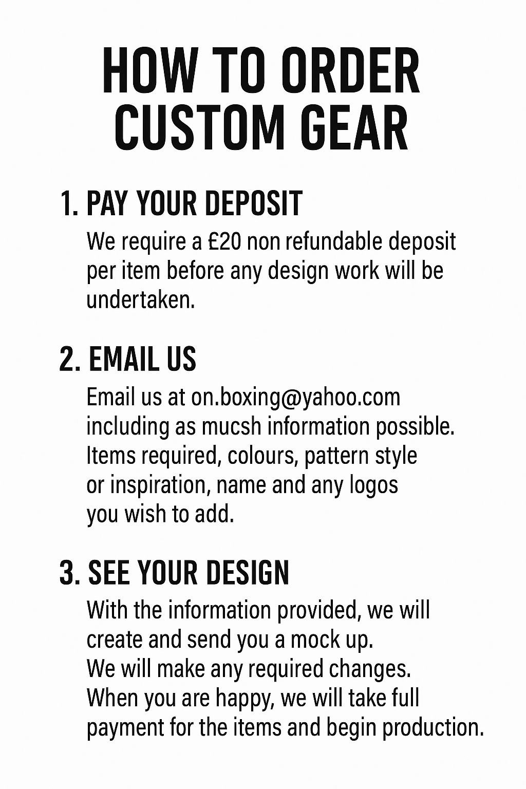 Custom Equipment Deposit ( Read Description Before Buying )